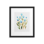 Simple watercolor flowers - blue and sap green Framed Art Print Gallery Image 6