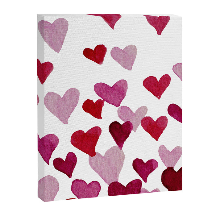 Valentine's Day Watercolor Hearts - pink Canvas Print Gallery Image 1