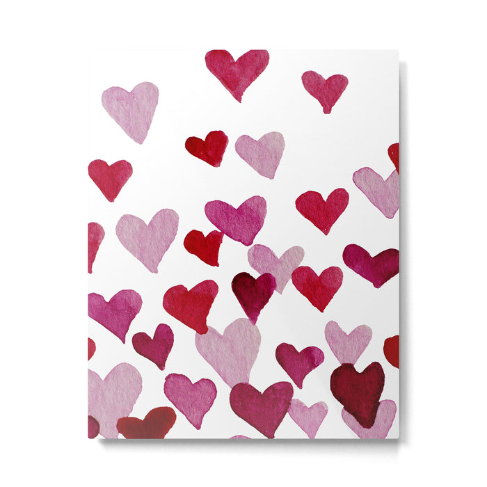 Valentine's Day Watercolor Hearts - pink Metal Print Gallery Image 1