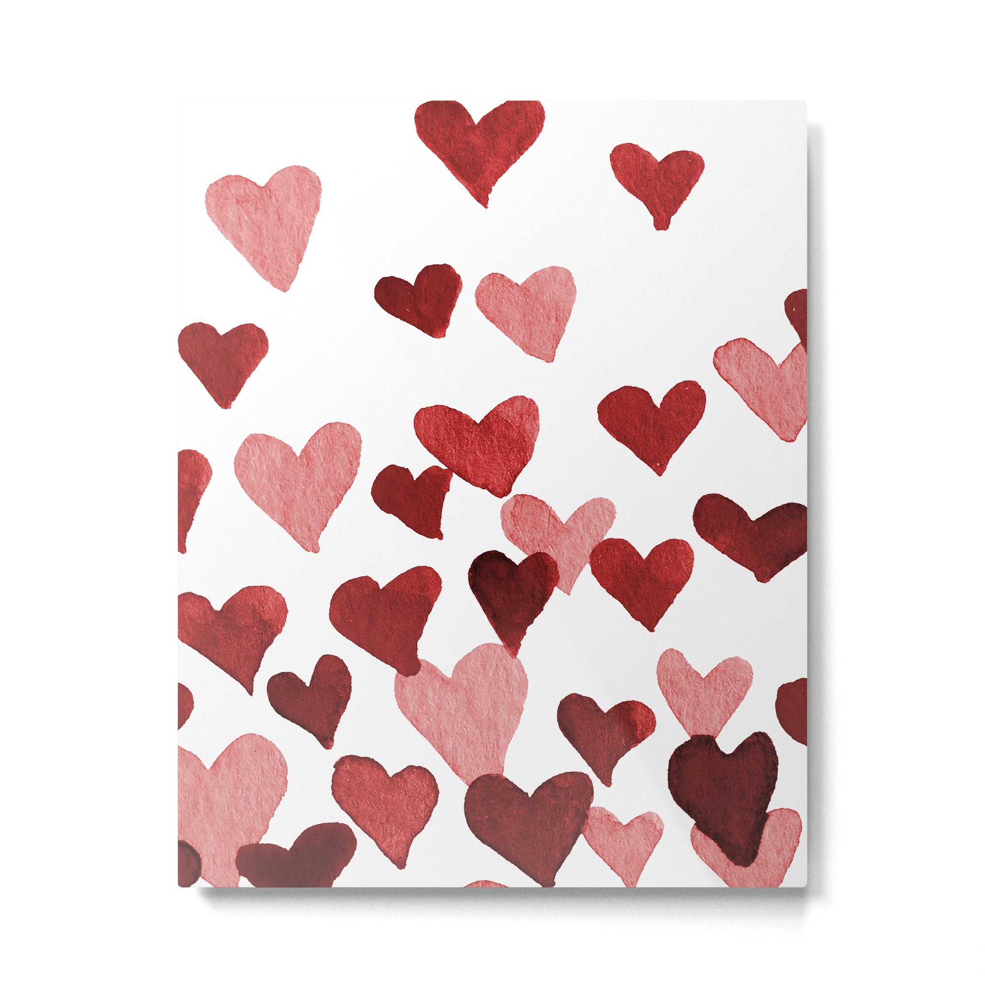 Valentine's Day Watercolor Hearts - red Metal Print Gallery Image 6
