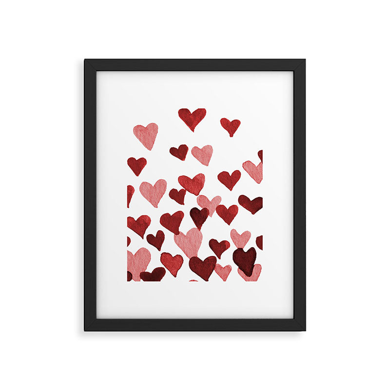 Valentine's Day Watercolor Hearts - red Framed Art Print Gallery Image 6