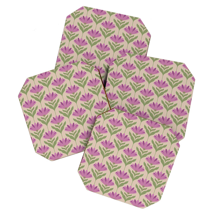 Violet Bloom - Bold Botanical Floral Pattern Coaster Gallery Image 1