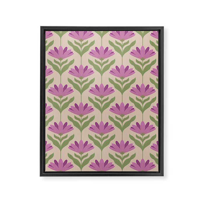 Violet Bloom - Bold Botanical Floral Pattern Framed Canvas Print Gallery Image 1