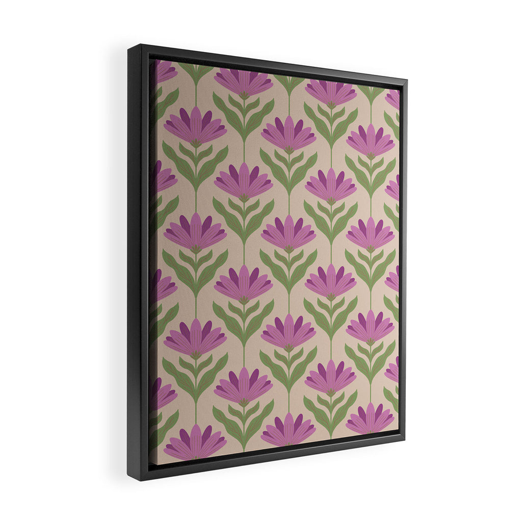 Violet Bloom - Bold Botanical Floral Pattern Framed Canvas Print Gallery Image 2