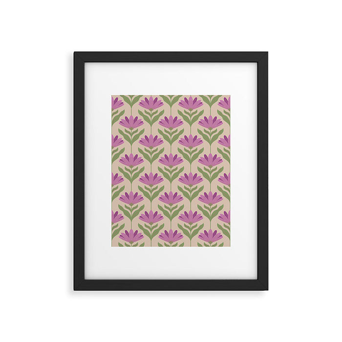 Violet Bloom - Bold Botanical Floral Pattern Framed Art Print Gallery Image 1