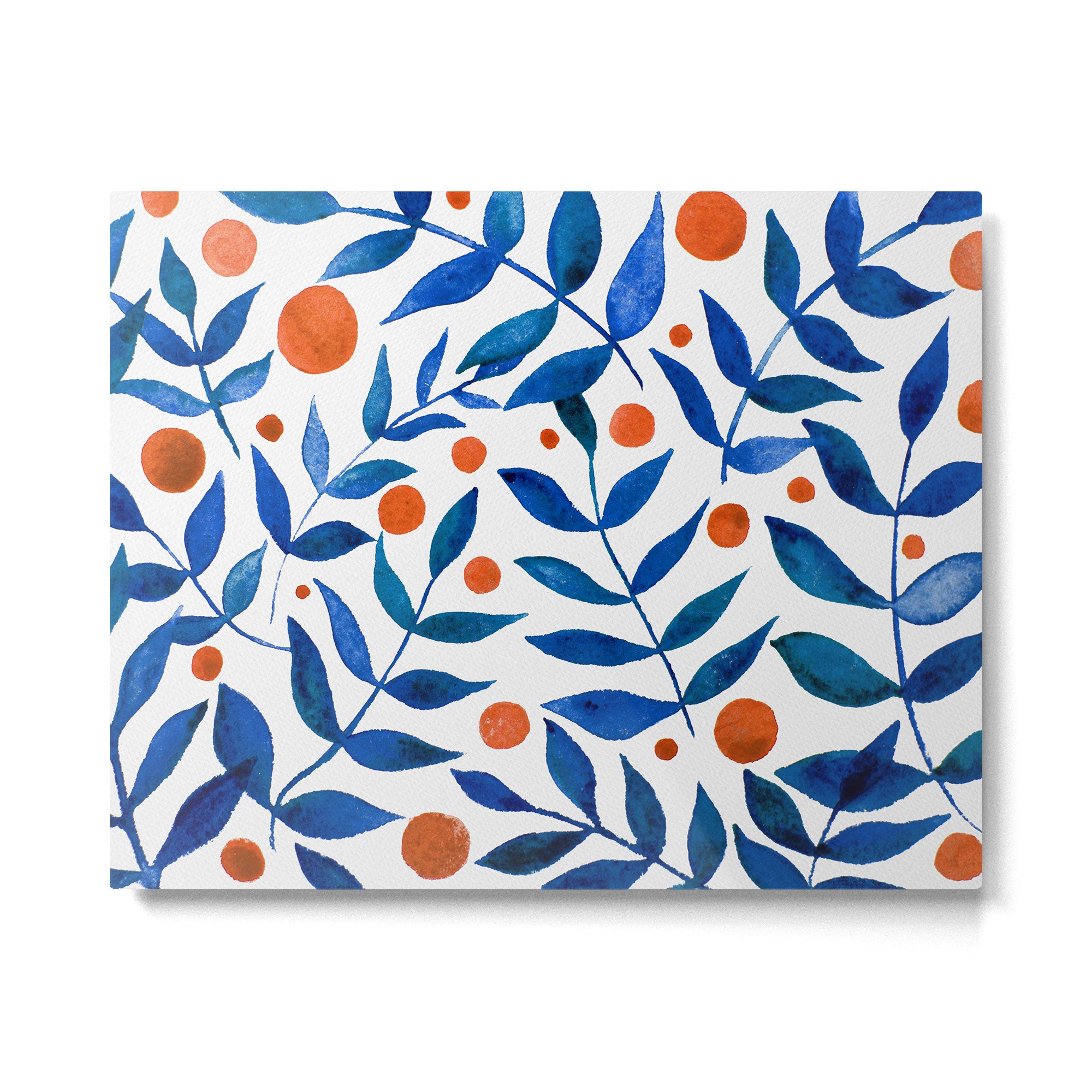 Watercolor berries and branches - blue and orange Metal Print Gallery Image 6