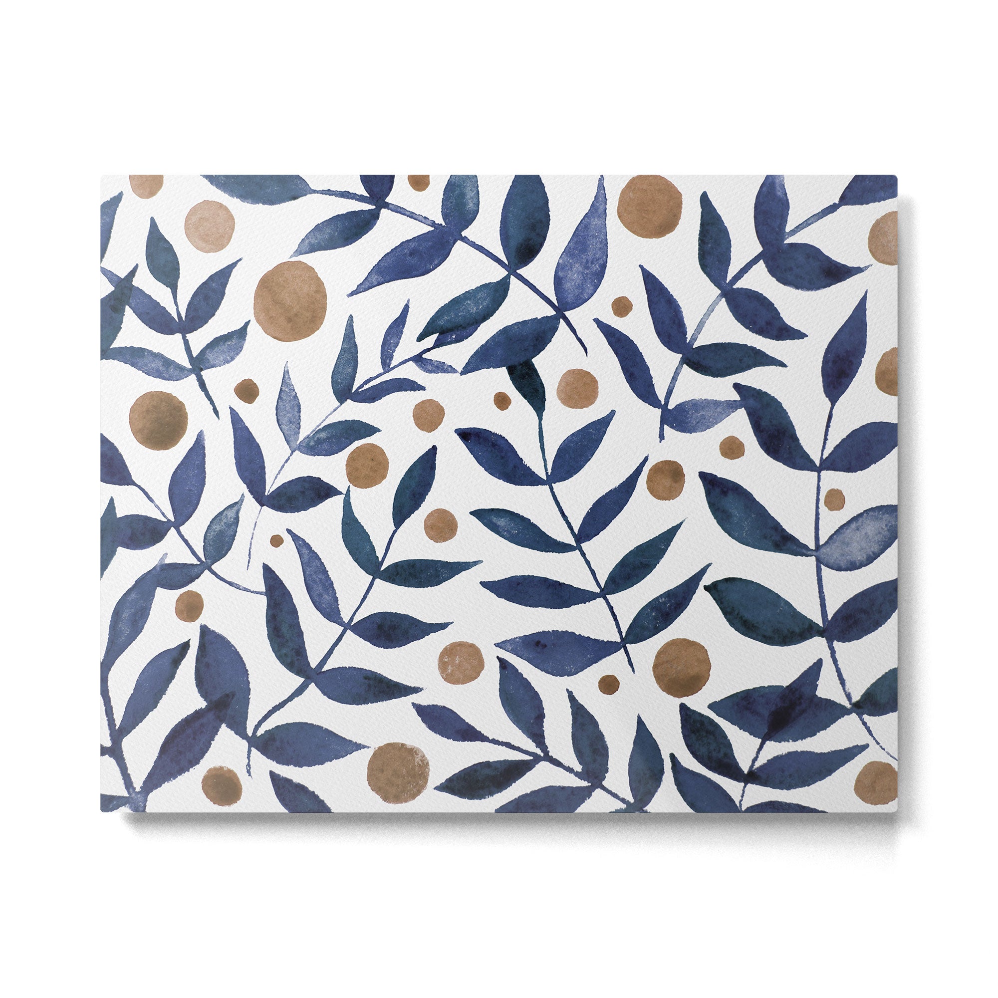 Watercolor berries and branches - indigo and beige Metal Print Gallery Image 6