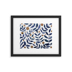 Watercolor berries and branches - indigo and beige Framed Art Print Gallery Image 6