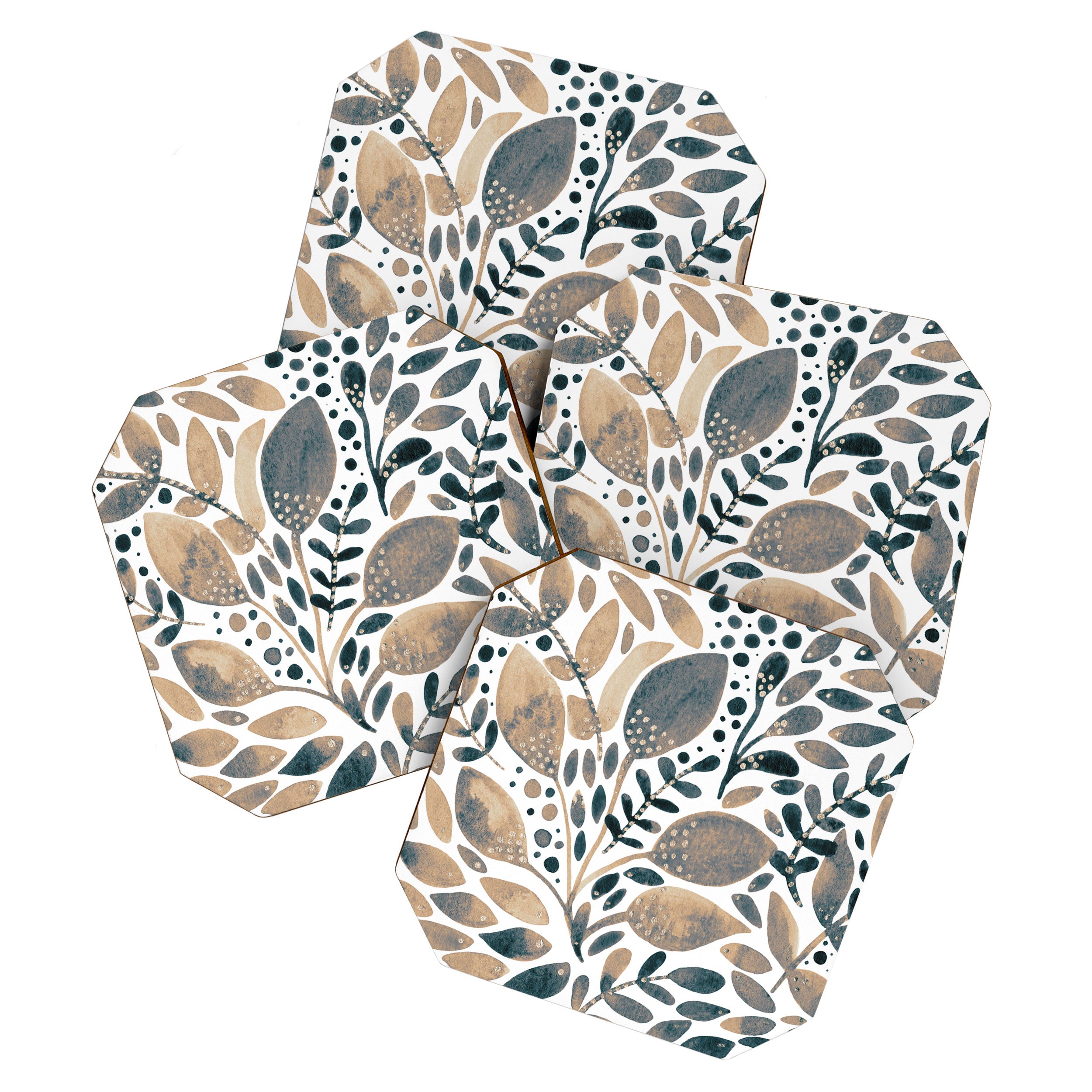 Watercolor branches and leaves - neutral Coaster Gallery Image 1