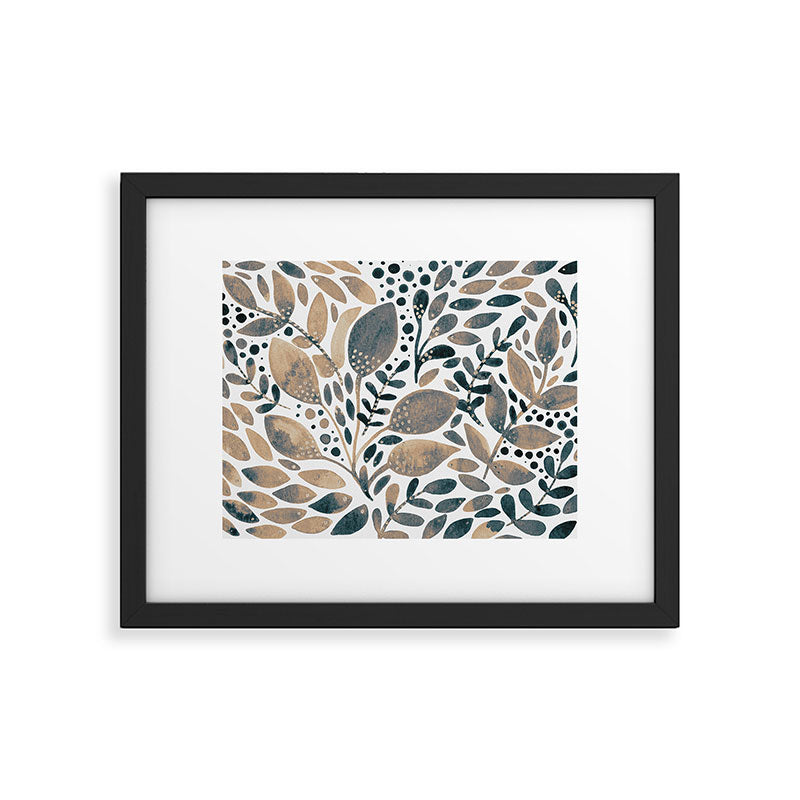 Watercolor branches and leaves - neutral Framed Art Print Gallery Image 5