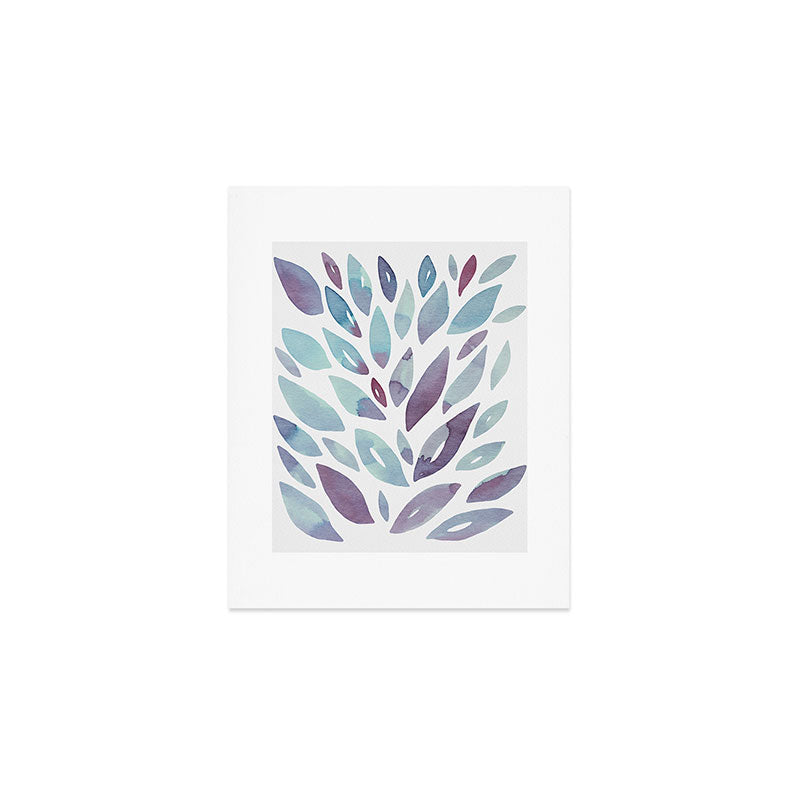 Watercolor floral petals - purple and blue Art Print Gallery Image 1