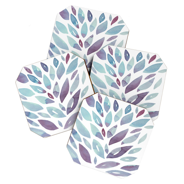 Watercolor floral petals - purple and blue Coaster Gallery Image 1