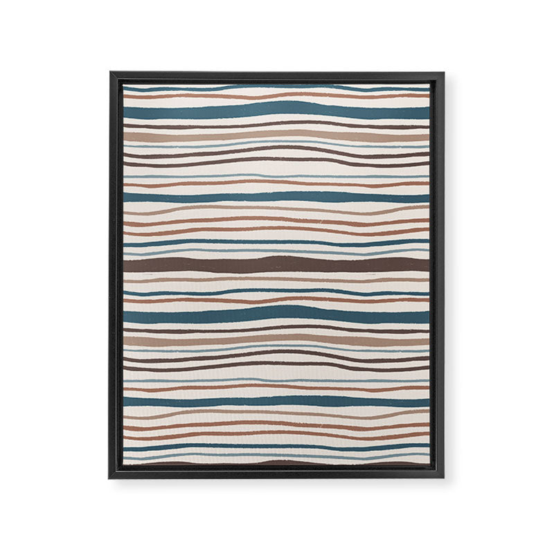 Wonky lines - mocha mousse and teal Framed Canvas Print Gallery Image 8