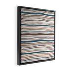 Wonky lines - mocha mousse and teal Framed Canvas Print Gallery Image 2