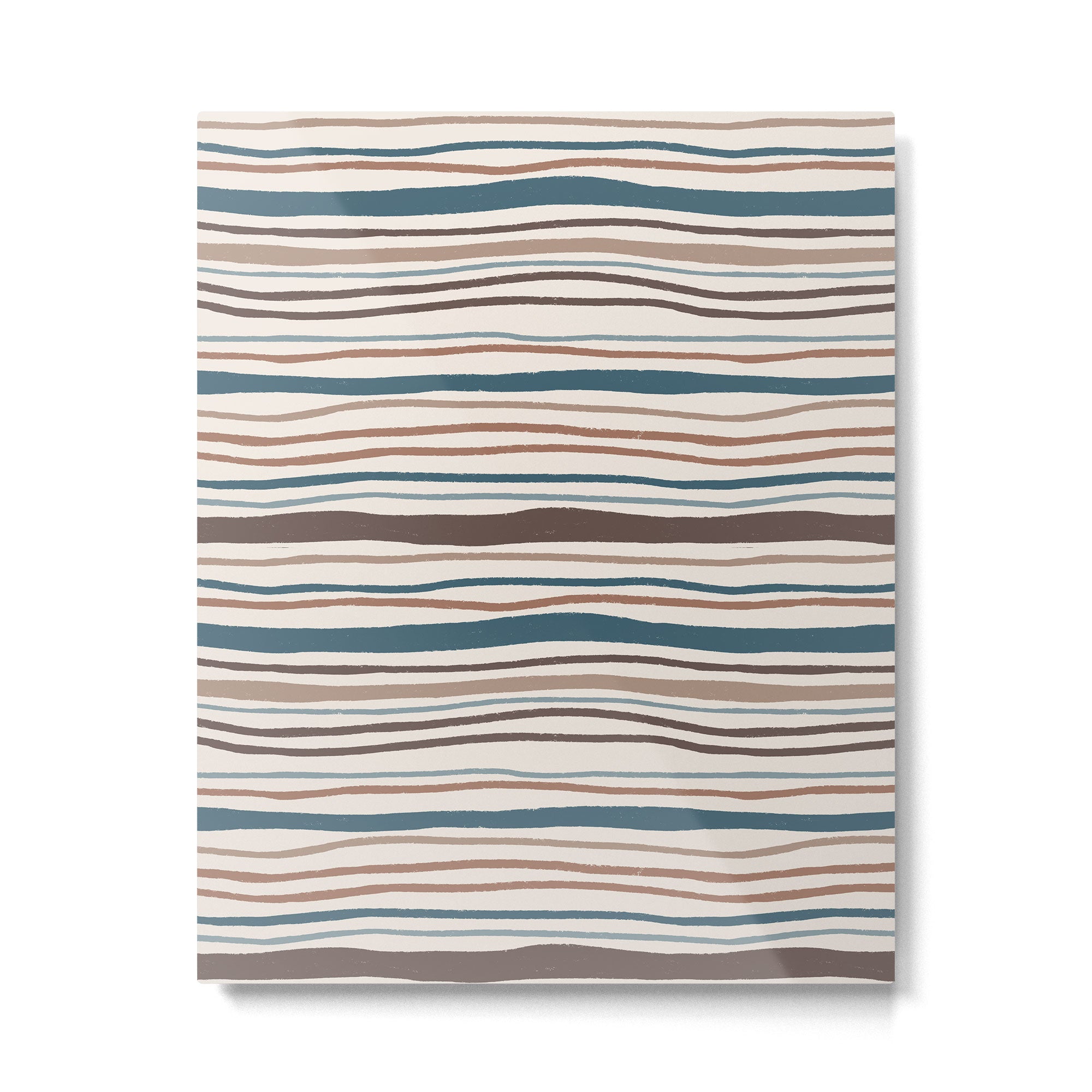 Wonky lines - mocha mousse and teal Metal Print Gallery Image 6