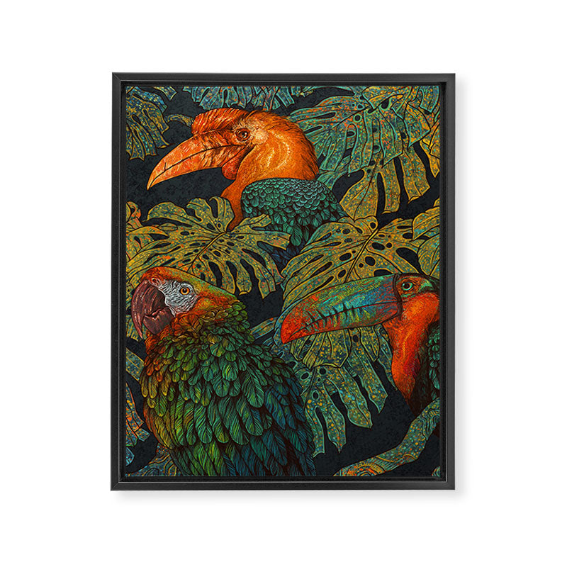 Banana Birds Framed Canvas Print Gallery Image 6