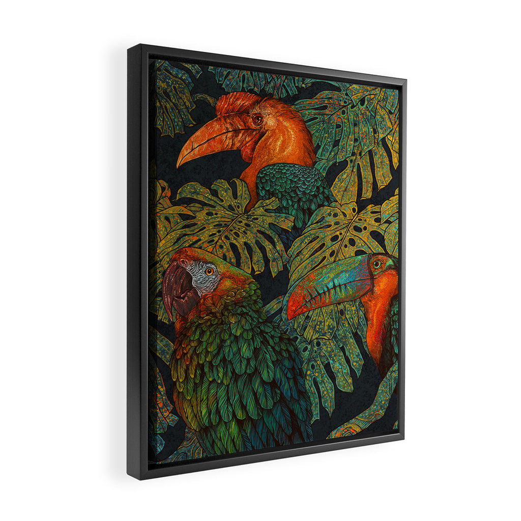 Banana Birds Framed Canvas Print Gallery Image 2