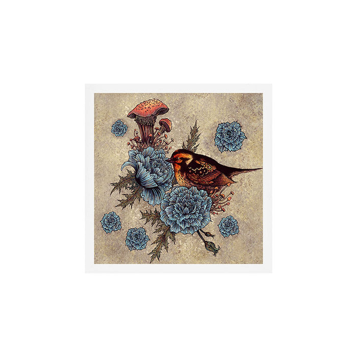 Bird Blue Roses Art Print Gallery Image 1
