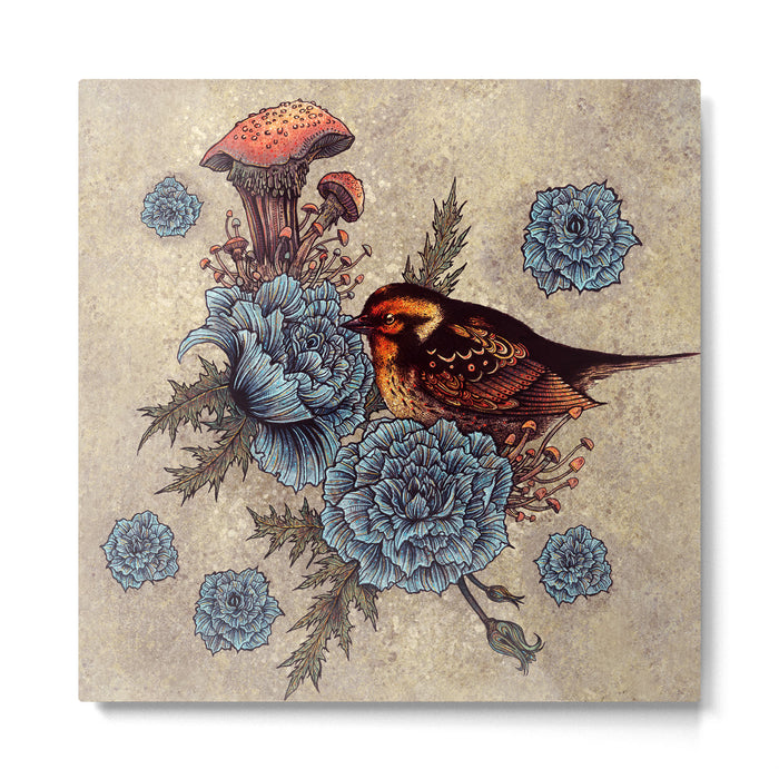 Bird Blue Roses Metal Print Gallery Image 1