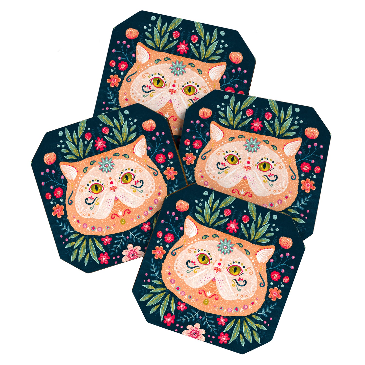 Candied Sugar Skull Kitty Coaster Gallery Image 1