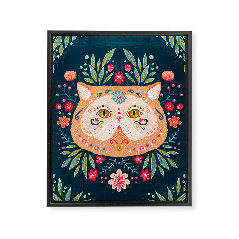 Candied Sugar Skull Kitty Framed Canvas Print Gallery Image 6