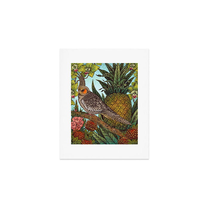 Cockatiel And Pineapple Art Print Gallery Image 1
