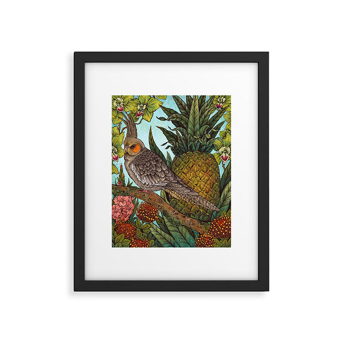 Cockatiel And Pineapple Framed Art Print Gallery Image 1
