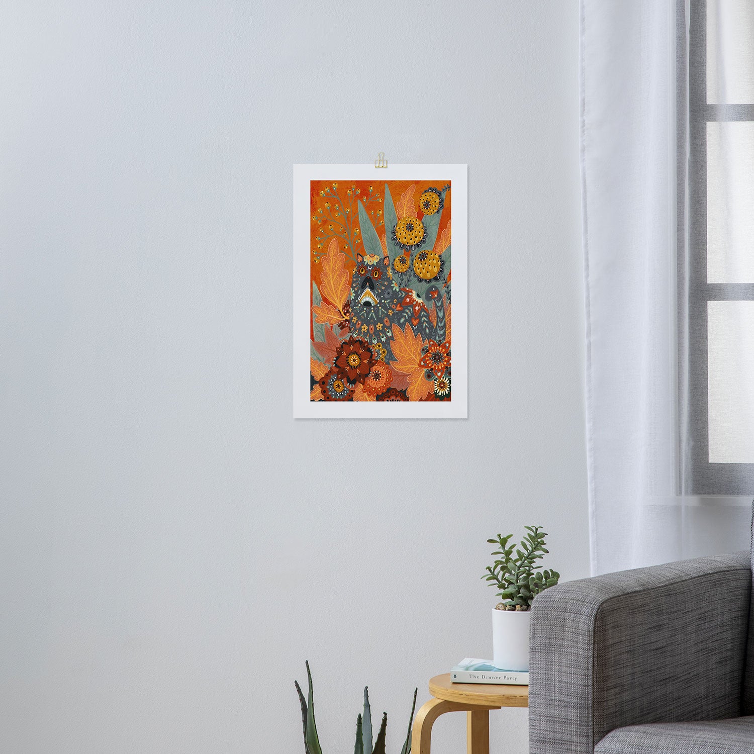 Foliage Cat Art Print Gallery Image 3