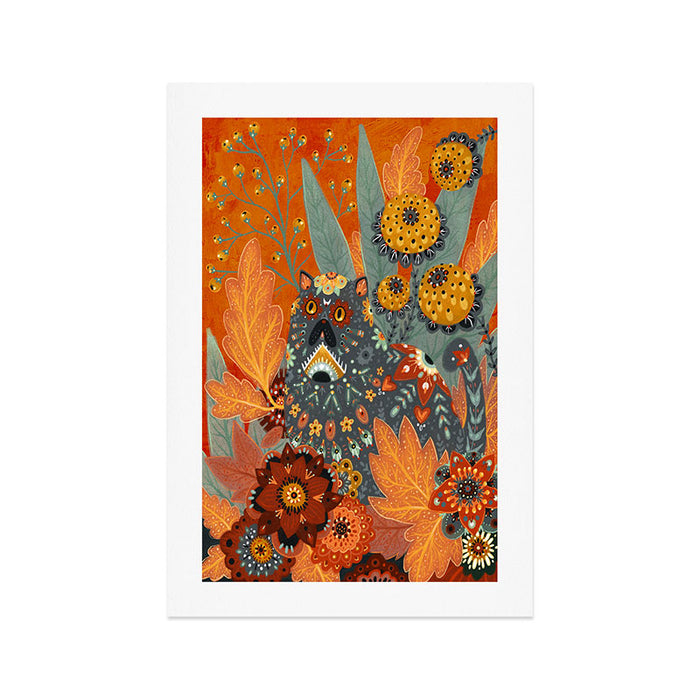 Foliage Cat Art Print Gallery Image 1