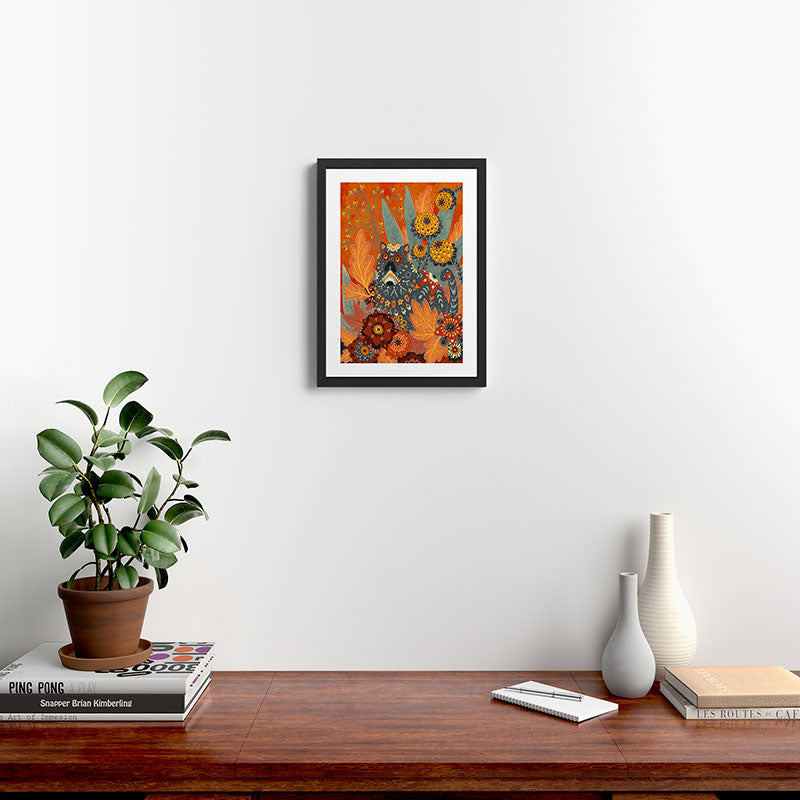 Foliage Cat Framed Art Print Gallery Image 2