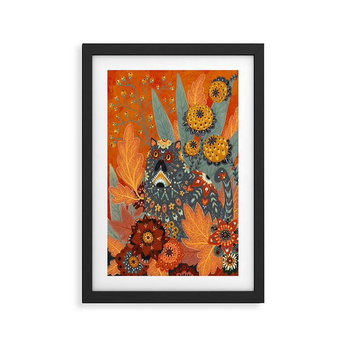 Foliage Cat Framed Art Print Gallery Image 1