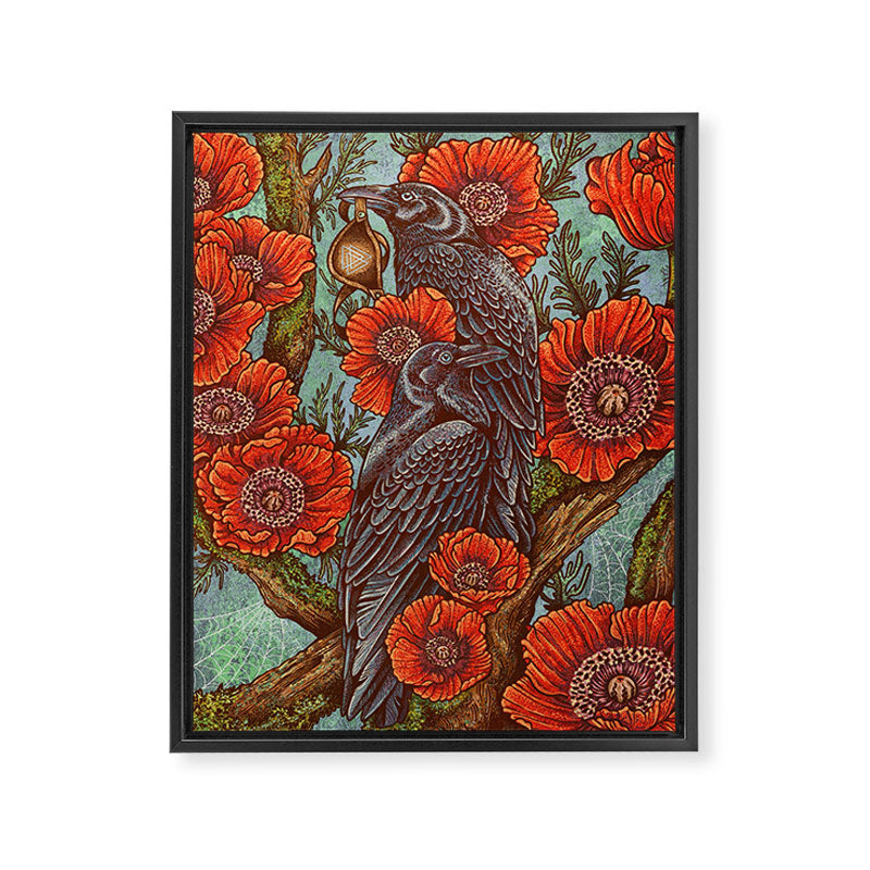 Huginn And Muninn in Odainsackr Framed Canvas Print Gallery Image 6