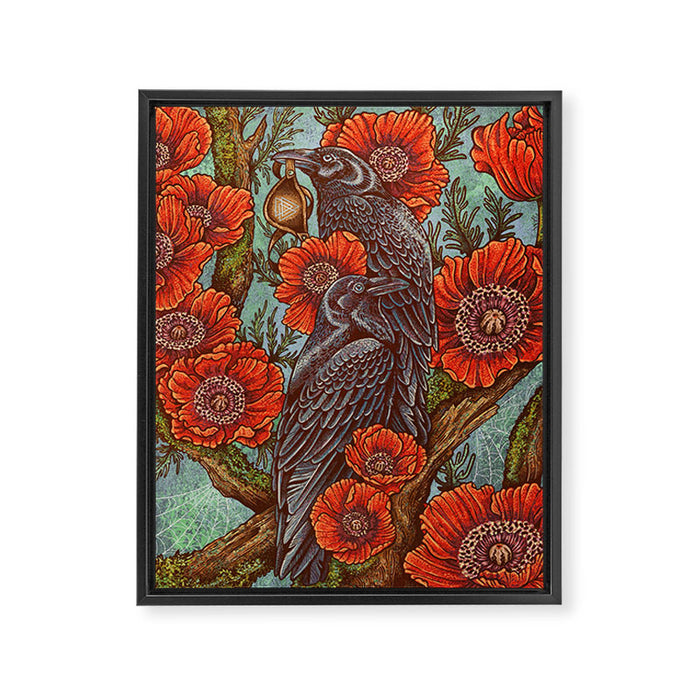 Huginn And Muninn in Odainsackr Framed Canvas Print Gallery Image 1