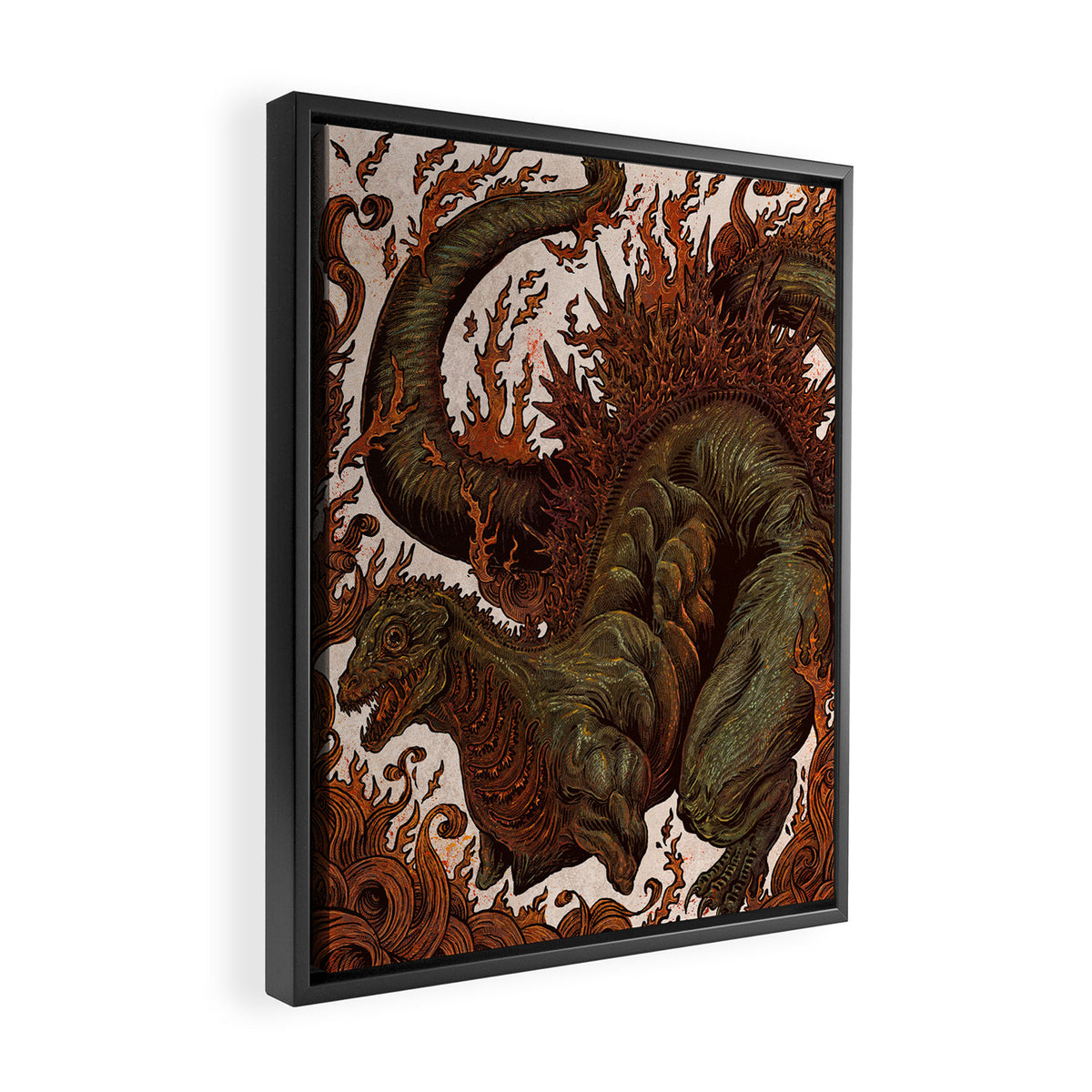 Kaiju In Flames  Framed Canvas Print Gallery Image 2