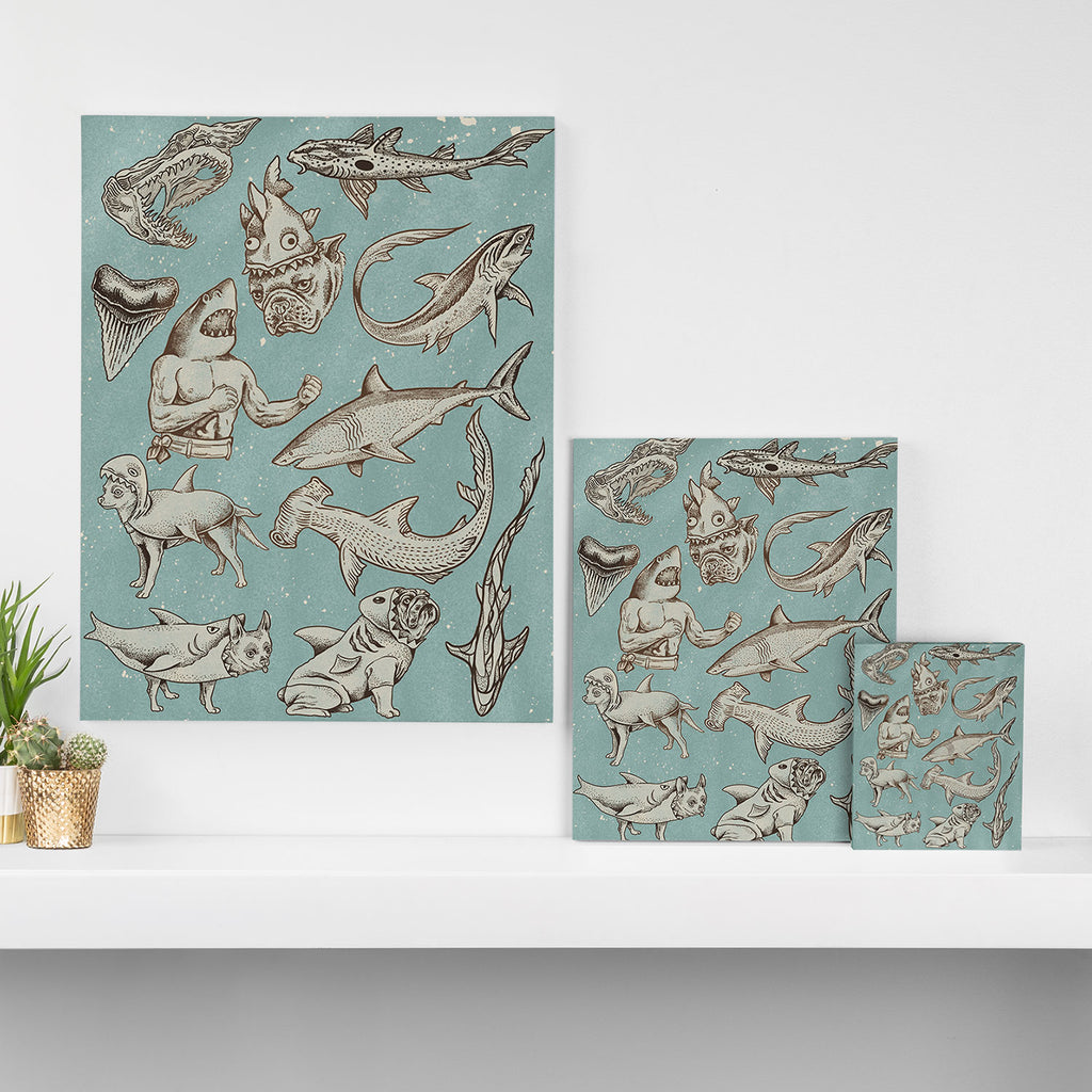 Shark Week Tattoo Flash 2023 Canvas Print Gallery Image 3