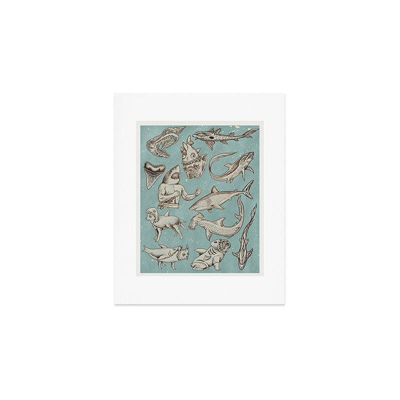 Shark Week Tattoo Flash 2023 Art Print Gallery Image 1