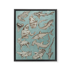 Shark Week Tattoo Flash 2023 Framed Canvas Print Gallery Image 3