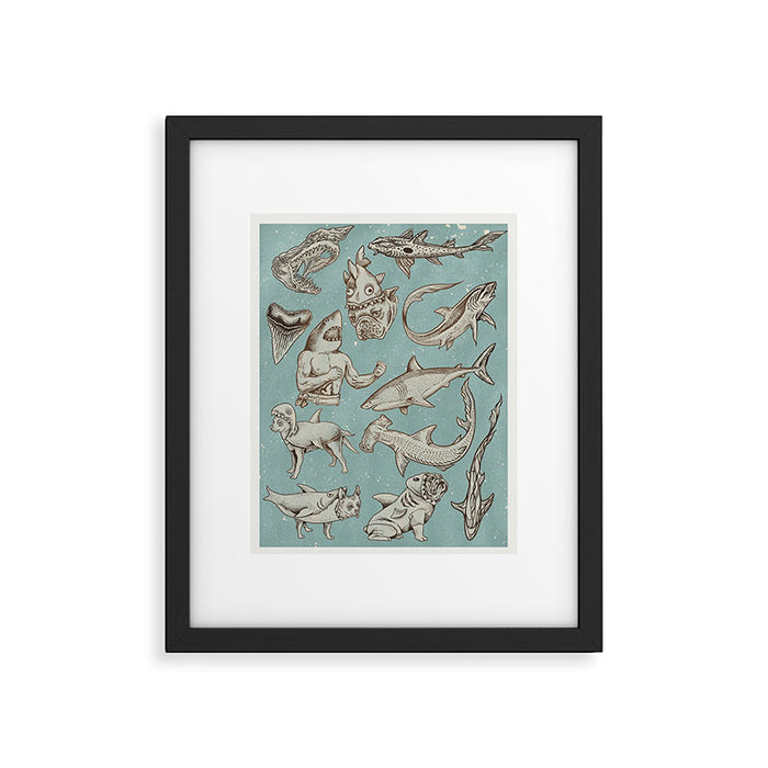 Shark Week Tattoo Flash 2023 Framed Art Print Gallery Image 1