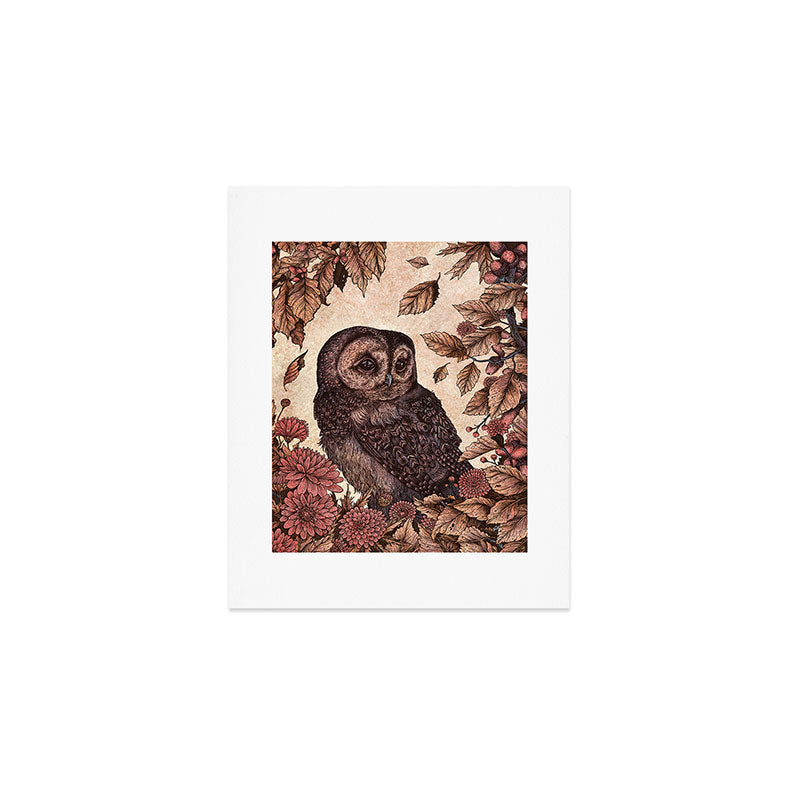 Tawny Owl Pink Art Print Gallery Image 1