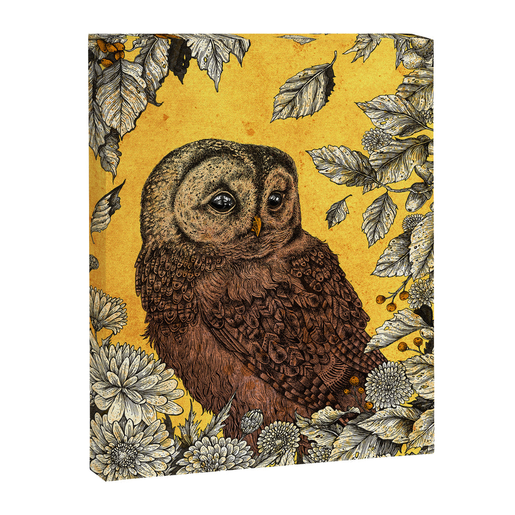 Tawny Owl Yellow Canvas Print Gallery Image 6