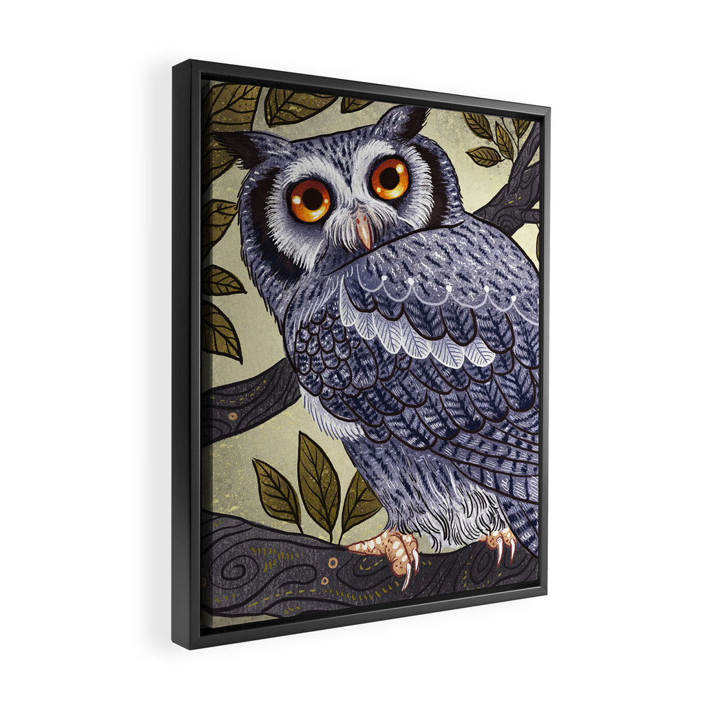 White Faced Owl Framed Canvas Print Gallery Image 2
