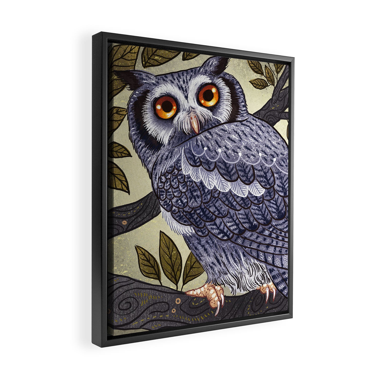 White Faced Owl Framed Canvas Print Gallery Image 2