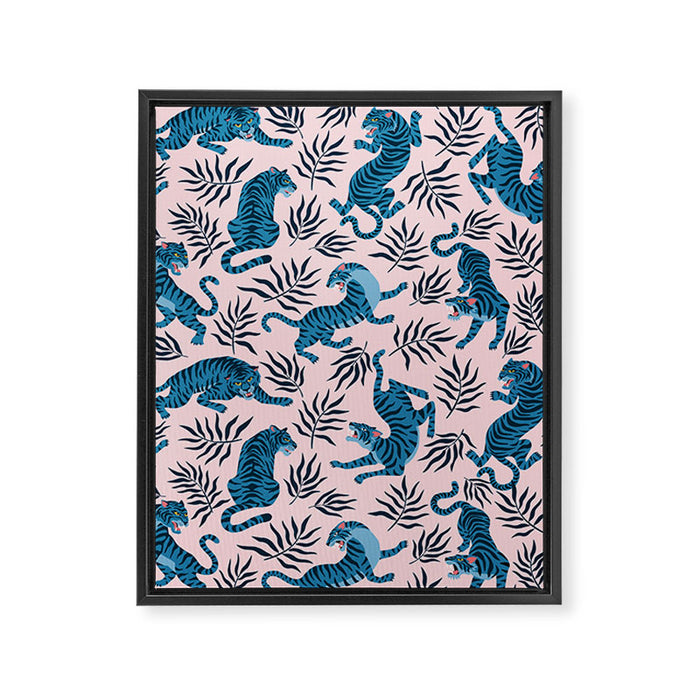 Blue asian tigers Framed Canvas Print Gallery Image 1