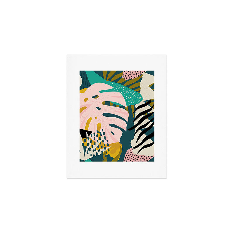 Collage contemporary tribal floral hawaiian pattern. Art Print Gallery Image 1