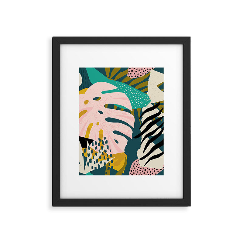 Collage contemporary tribal floral hawaiian pattern. Framed Art Print Gallery Image 6