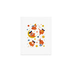 Collection of women holding planet with dream universe. Art Print Gallery Image 1