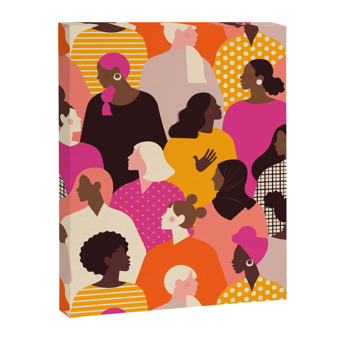 Female diverse faces pink Canvas Print Gallery Image 1