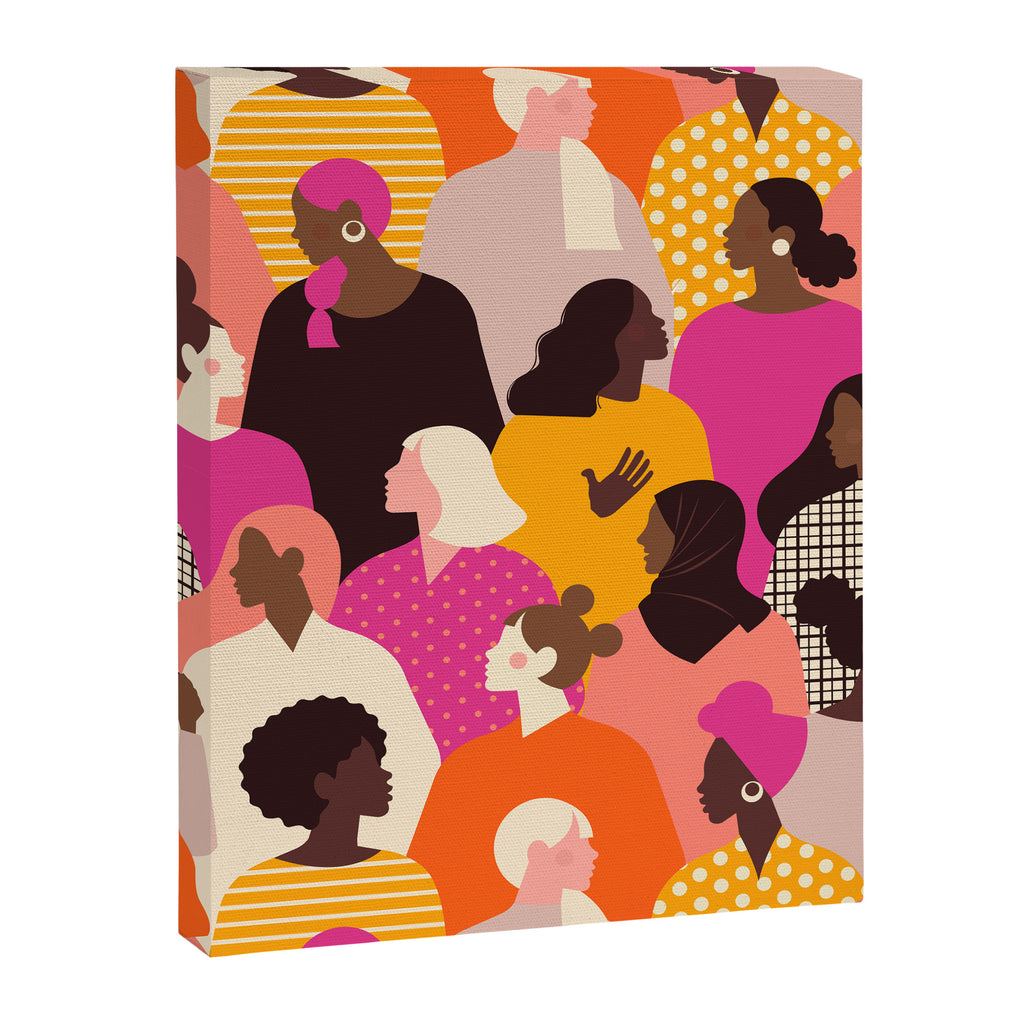 Female diverse faces pink Canvas Print Gallery Image 8
