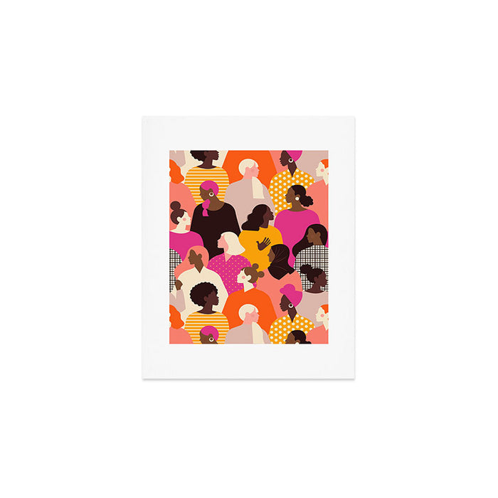 Female diverse faces pink Art Print Gallery Image 1