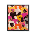 Female diverse faces pink Framed Canvas Print Gallery Image 8